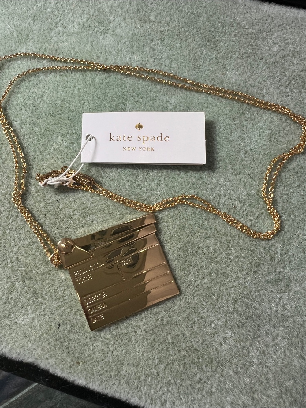 NWT and Dust Bag Vintage Kate Spade Gold-tone Cinema City Necklace
